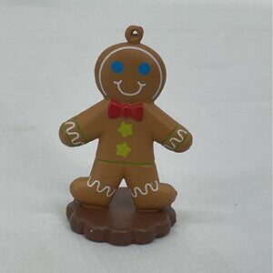 Gingerbread Man Ornament Plastic Brown & Red Christmas Holiday Decor